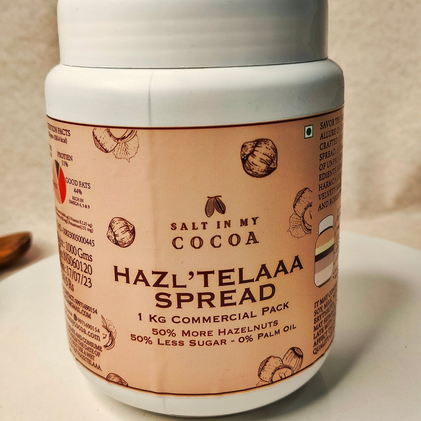 Hazl'telaaa Spread- 1 kg Commercial Pack ( Spout Pouch)