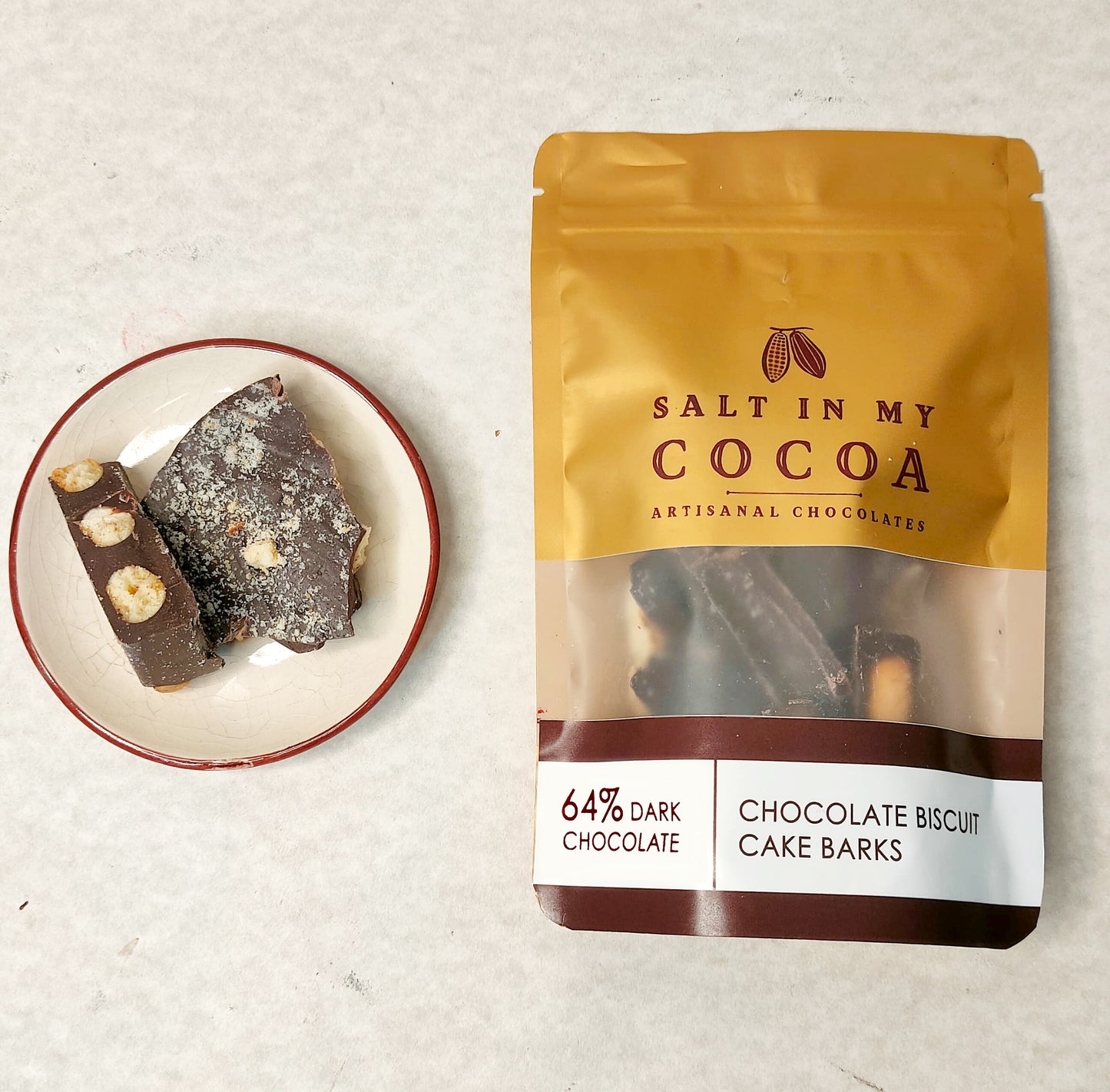 64% Dark Chocolate Biscuit Cake barks (Bean to Bar)