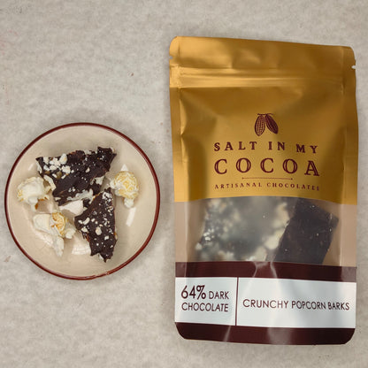 64% Dark Chocolate coated Popcorn barks (Bean to Bar)