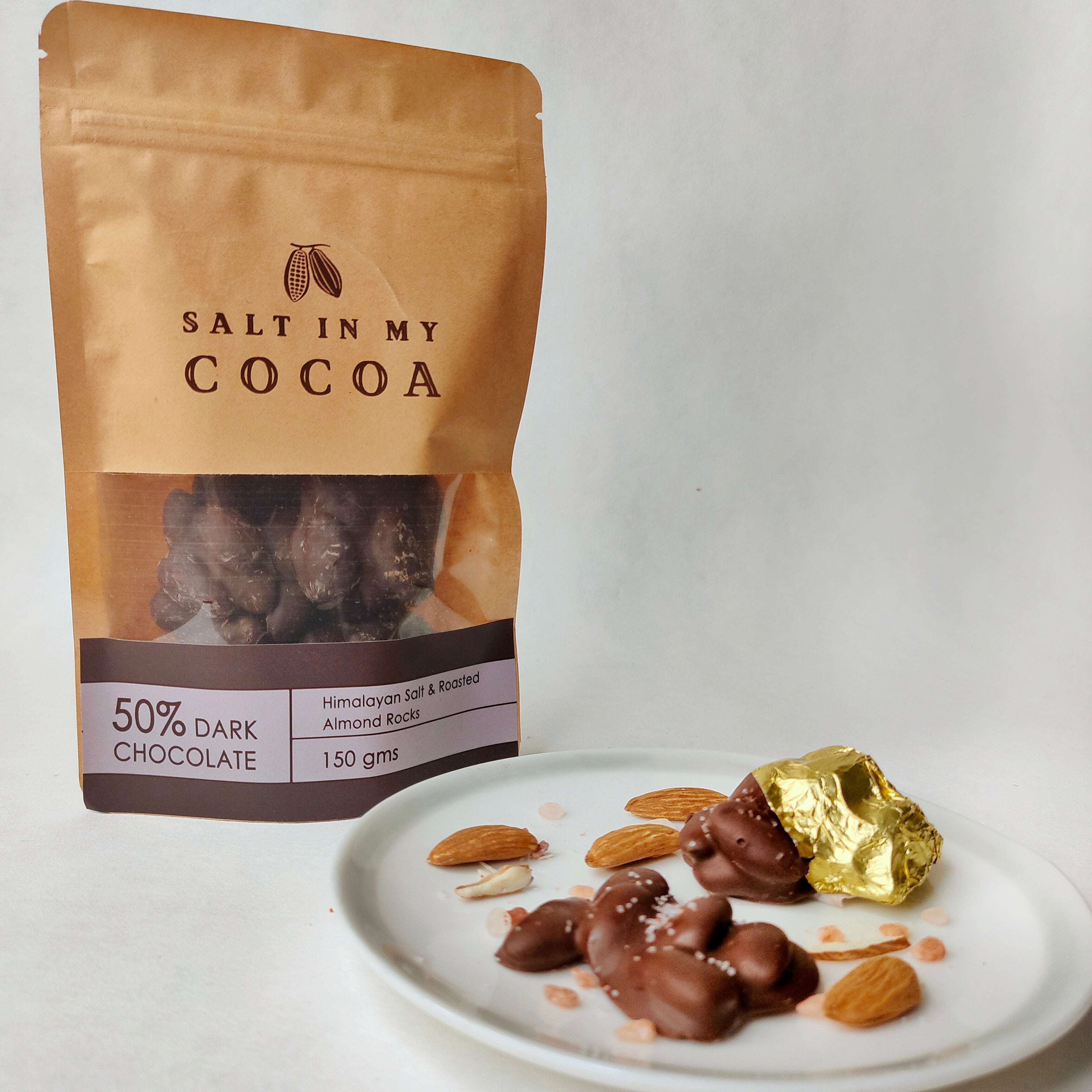 50% Dark Himalayan Salt & Roasted Almond Rocks – Salt In My Cocoa